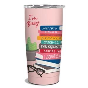 Studio Oh I'M BUSY Book Lover 17 Oz Tumbler double wall BPA free Stainless Steel